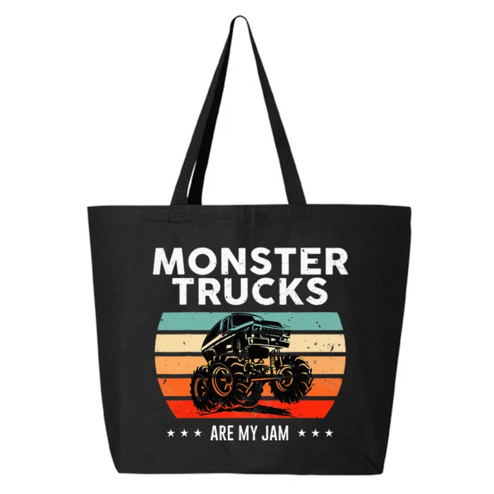 Vintage Monster Truck Are My Jam Retro Sunset Cool Engines 25L Jumbo Tote