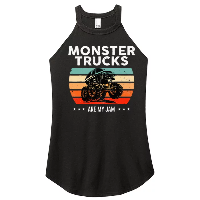 Vintage Monster Truck Are My Jam Retro Sunset Cool Engines Women’s Perfect Tri Rocker Tank