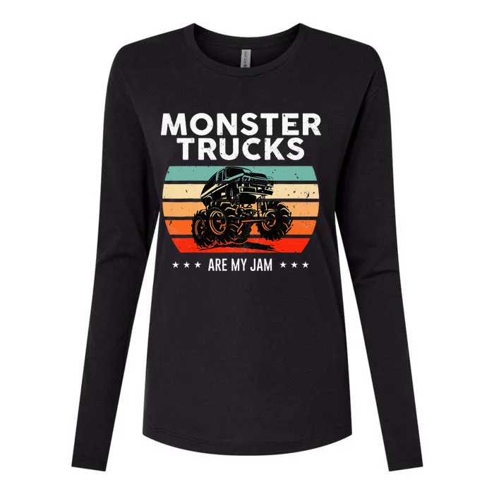 Vintage Monster Truck Are My Jam Retro Sunset Cool Engines Womens Cotton Relaxed Long Sleeve T-Shirt