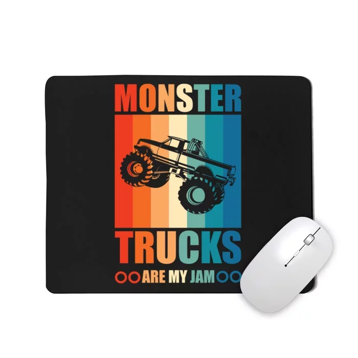 Vintage Monster Truck Are My Jam Retro Sunset Cool Engines Mousepad