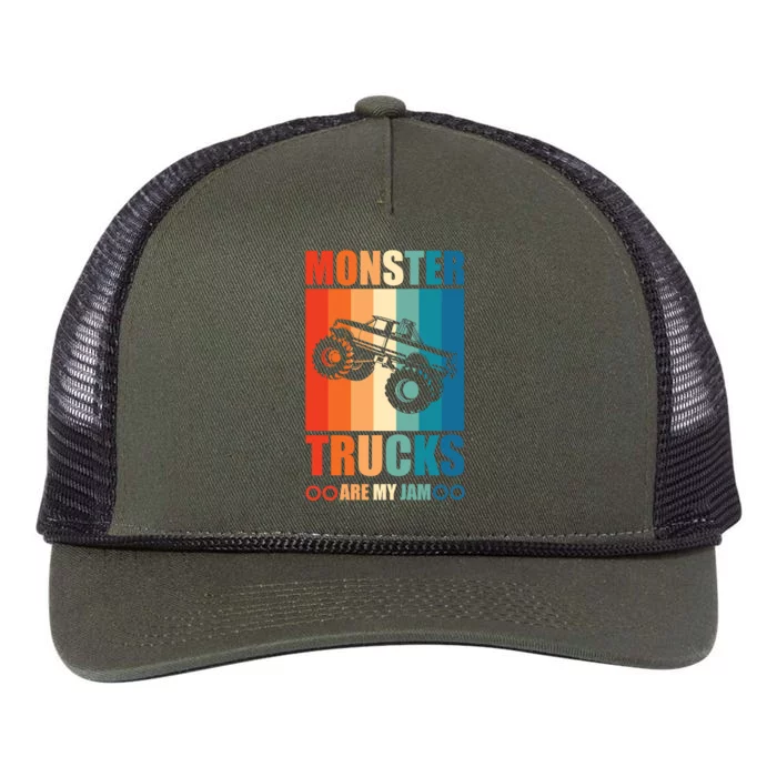 Vintage Monster Truck Are My Jam Retro Sunset Cool Engines Retro Rope Trucker Hat Cap