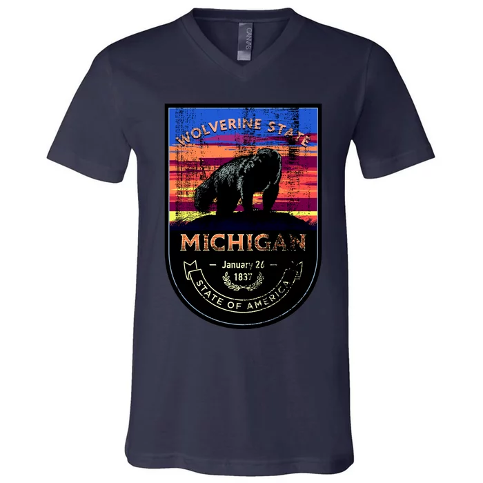 Vintage Michigan The Wolverine State V-Neck T-Shirt