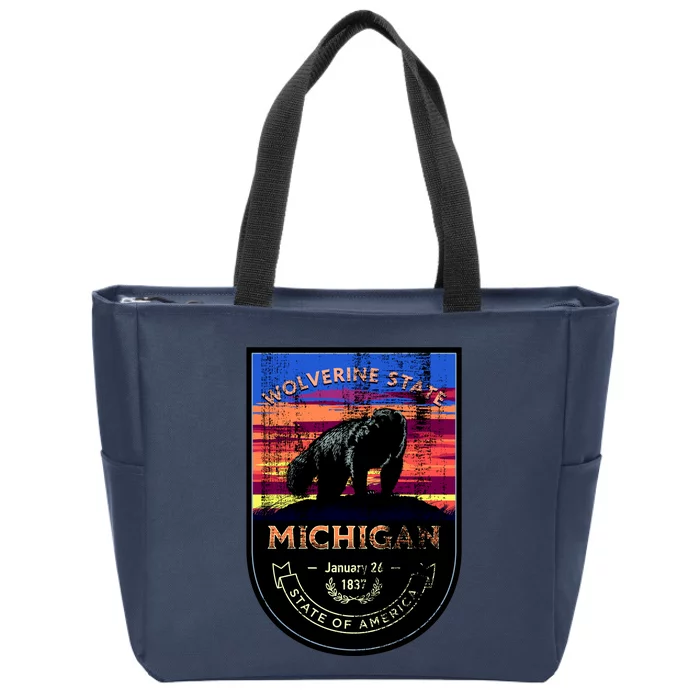 Vintage Michigan The Wolverine State Zip Tote Bag