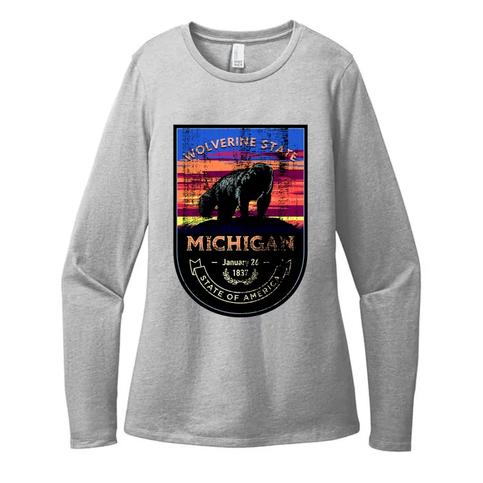 Vintage Michigan The Wolverine State Womens CVC Long Sleeve Shirt