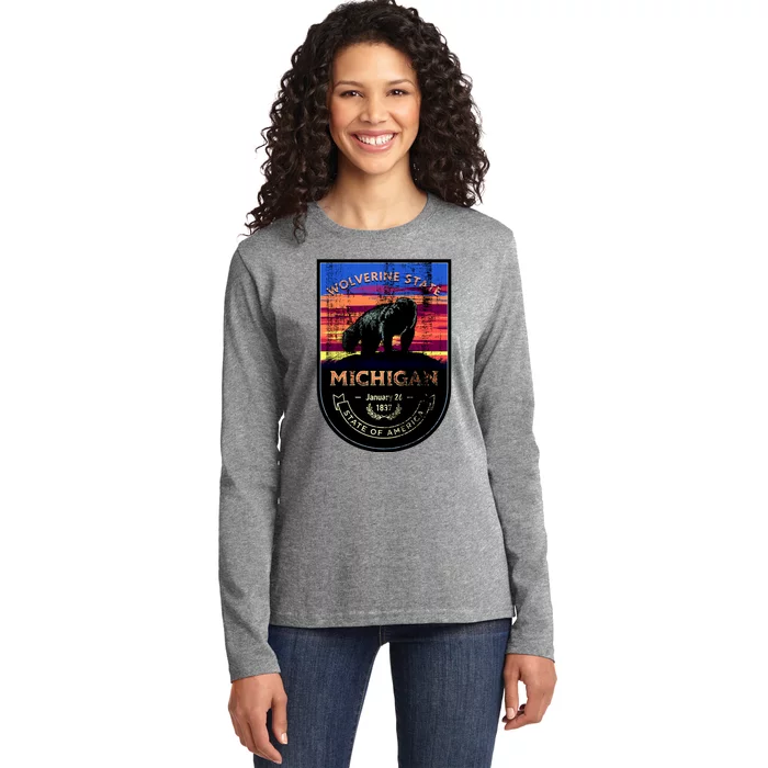 Vintage Michigan The Wolverine State Ladies Long Sleeve Shirt