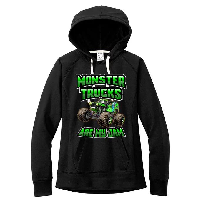 Vintage Monster Truck Are My Jam Truck Boy Birthday Women's Fleece Hoodie