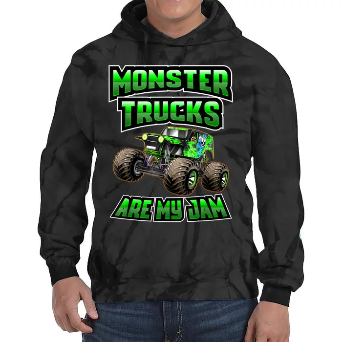 Vintage Monster Truck Are My Jam Truck Boy Birthday Tie Dye Hoodie