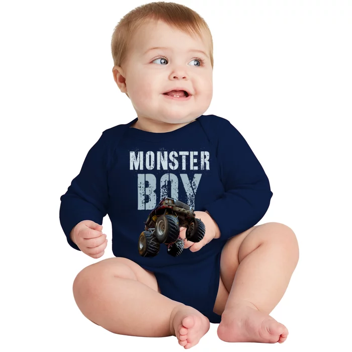 Vintage Monster Truck Family Mom Dad Son Squad Gift Baby Long Sleeve Bodysuit