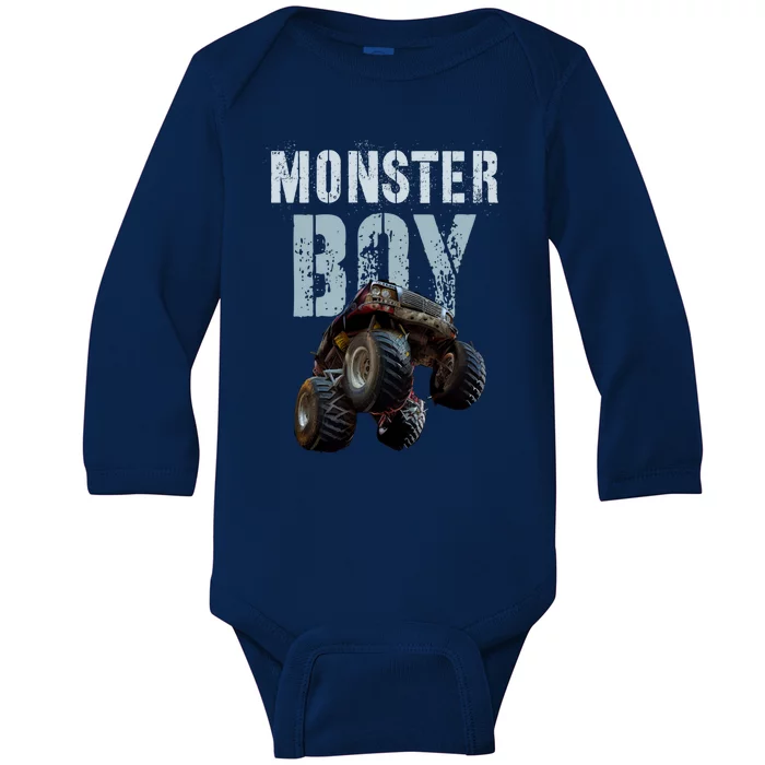 Vintage Monster Truck Family Mom Dad Son Squad Gift Baby Long Sleeve Bodysuit