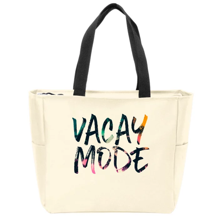 Vacay Mode Tropical Graphic Text Design Gift Zip Tote Bag