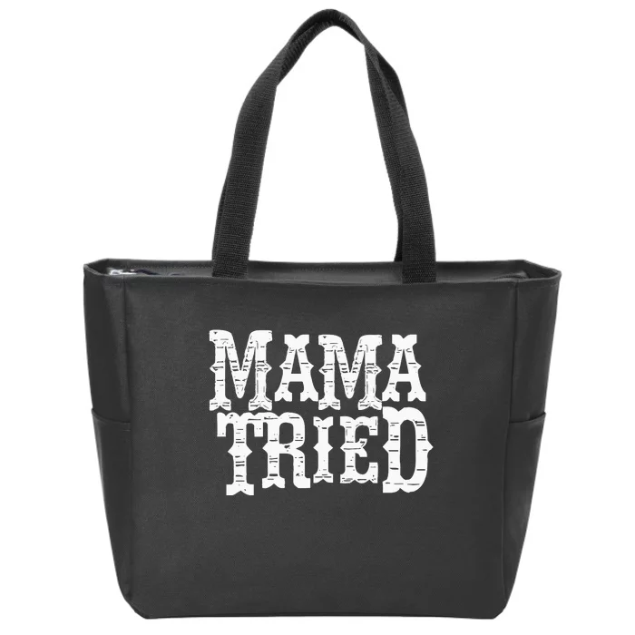 VINTAGE Mama Tried Country Outlaw Music Hoodie Zip Tote Bag