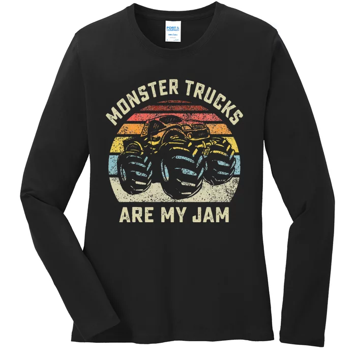 Vintage Monster Truck Retro Style Monster Trucks Are My Jam Ladies Long Sleeve Shirt