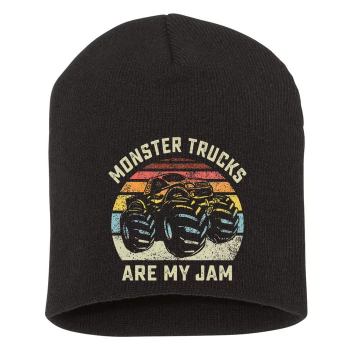 Vintage Monster Truck Retro Style Monster Trucks Are My Jam Short Acrylic Beanie