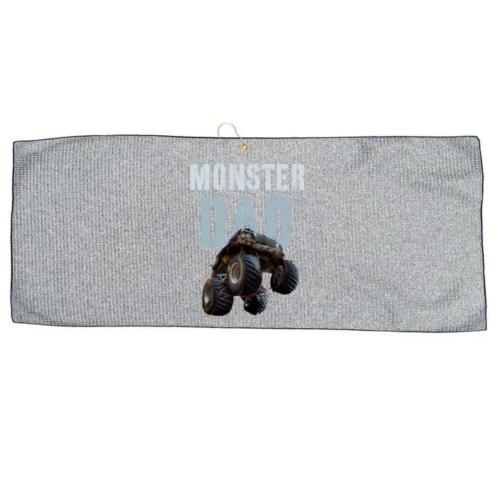 Vintage Monster Truck Dad Like Normal Daddy But Wheely Cool Funny Gift Large Microfiber Waffle Golf Towel