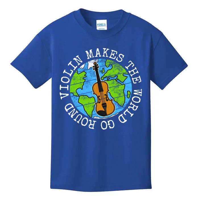 Violin Makes The World Go Round Violinist String Musician Funny Gift Kids T-Shirt