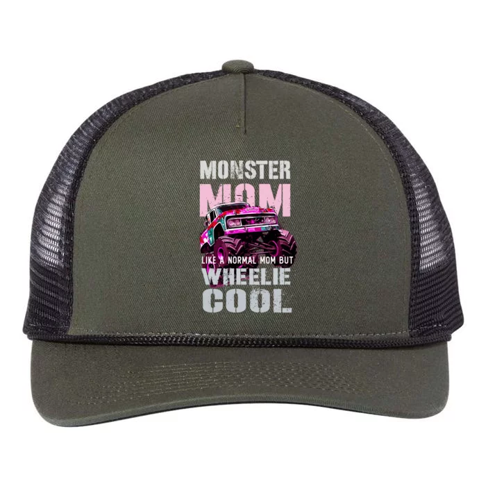 Vintage Monster Truck Mom Like Normal Mama Of Birthday Boy Retro Rope Trucker Hat Cap