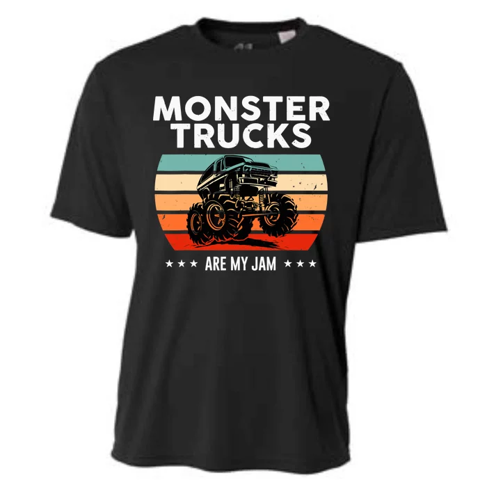 Vintage Monster Truck Are My Jam Retro Sunset Cool Engines Cooling Performance Crew T-Shirt