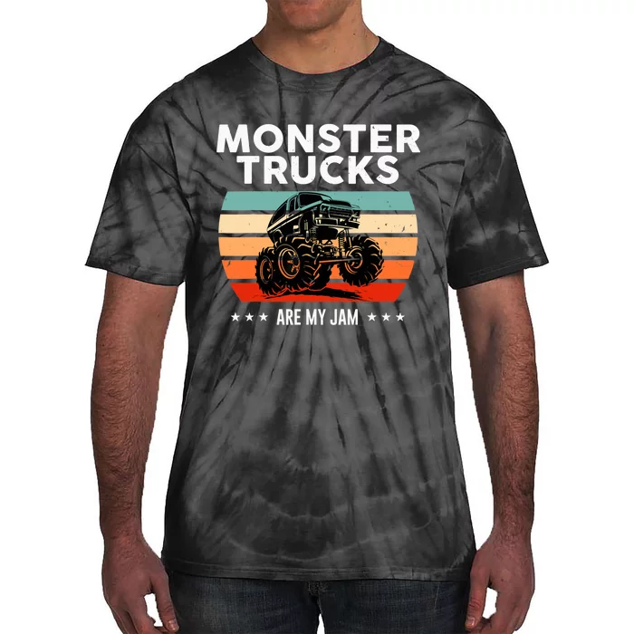 Vintage Monster Truck Are My Jam Retro Sunset Cool Engines Tie-Dye T-Shirt