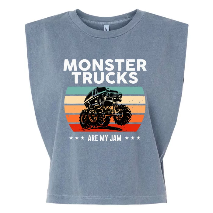 Vintage Monster Truck Are My Jam Retro Sunset Cool Engines Garment-Dyed Women's Muscle Tee