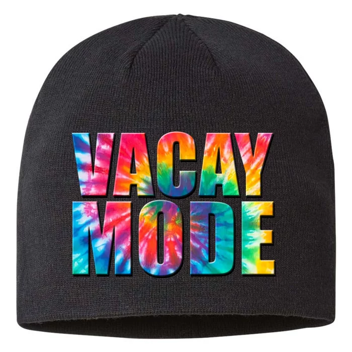 Vacay Mode Tie Dye Colorful Vacation 8 1/2in Sustainable Knit Beanie