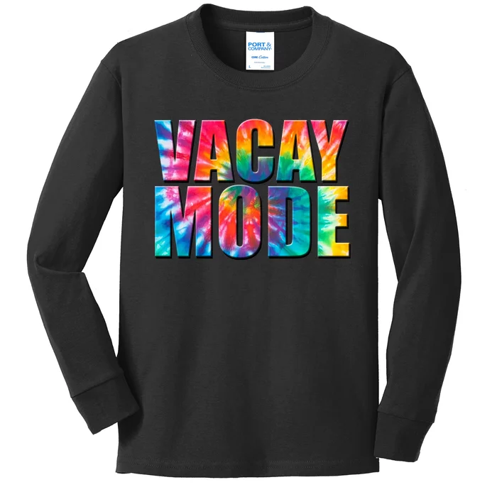 Vacay Mode Tie Dye Colorful Vacation Kids Long Sleeve Shirt