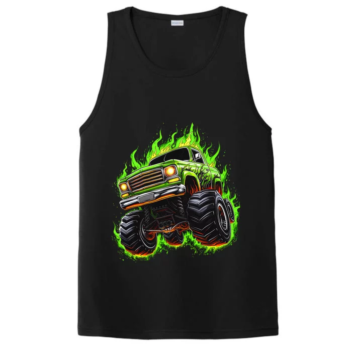 Vintage Monster Truck Sunset Monster Truck Performance Tank