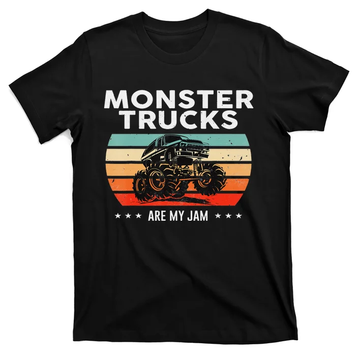 Vintage Monster Truck Are My Jam Retro Sunset Cool Engines T-Shirt