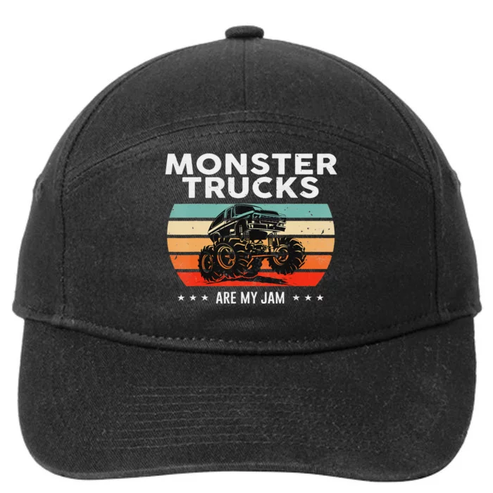 Vintage Monster Truck Are My Jam Retro Sunset Cool Engines 7-Panel Snapback Hat