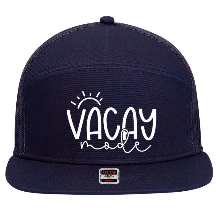 Vacay Mode Tropical Vacation 7 Panel Mesh Trucker Snapback Hat