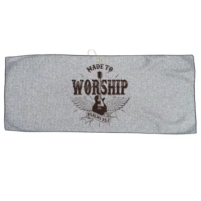 Vintage Made To Worship Psalms 95 1 Winged Rock Electric Guitar Large Microfiber Waffle Golf Towel