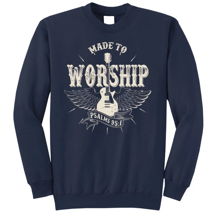 Vintage Made To Worship Psalms 95 1 Winged Rock Electric Guitar Sweatshirt