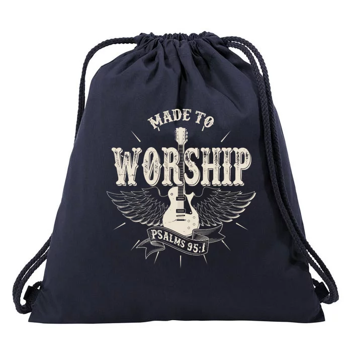 Vintage Made To Worship Psalms 95 1 Winged Rock Electric Guitar Drawstring Bag