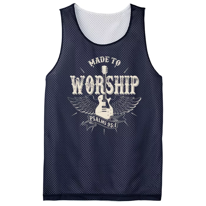 Vintage Made To Worship Psalms 95 1 Winged Rock Electric Guitar Mesh Reversible Basketball Jersey Tank