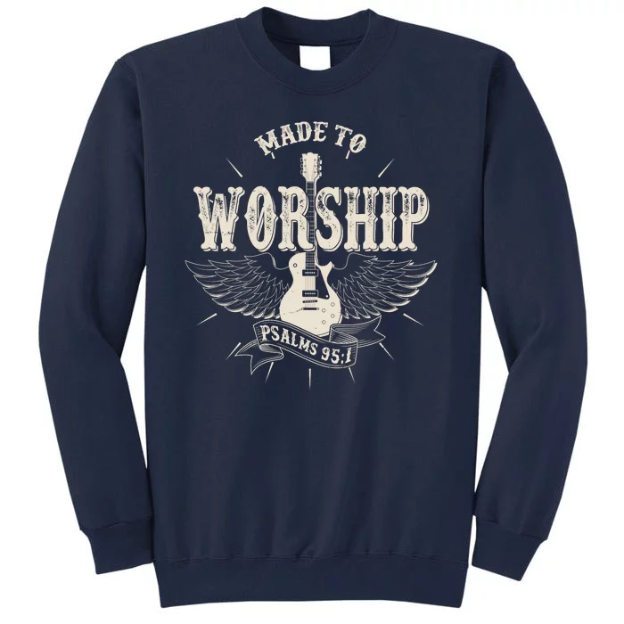 Vintage Made To Worship Psalms 95 1 Winged Rock Electric Guitar Tall Sweatshirt