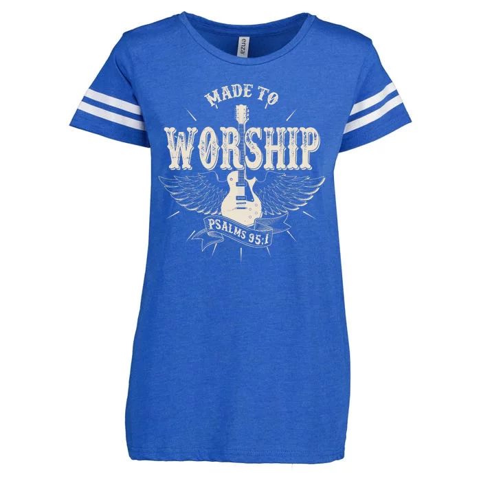 Vintage Made To Worship Psalms 95 1 Winged Rock Electric Guitar Enza Ladies Jersey Football T-Shirt