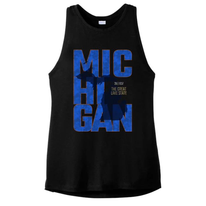 Vintage Michigan The Great Lake State Ladies Tri-Blend Wicking Tank