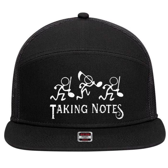 Vintage Musical Taking Notes Music Lovers Teachers 7 Panel Mesh Trucker Snapback Hat