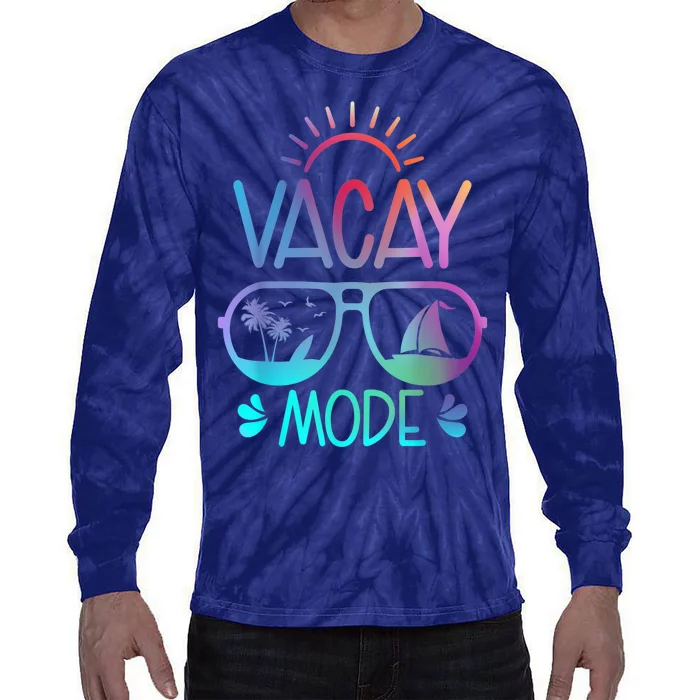 Vacay Mode Tie Dye Vacation Summer Cruise Family Holiday Tie-Dye Long Sleeve Shirt