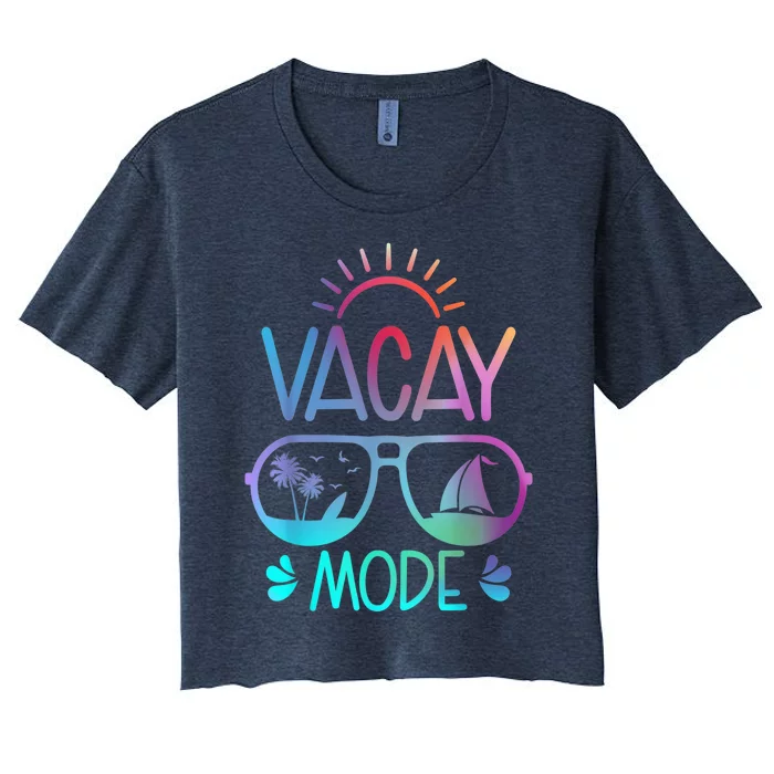 Vacay Mode Tie Dye Vacation Summer Cruise Family Holiday Women's Crop Top Tee