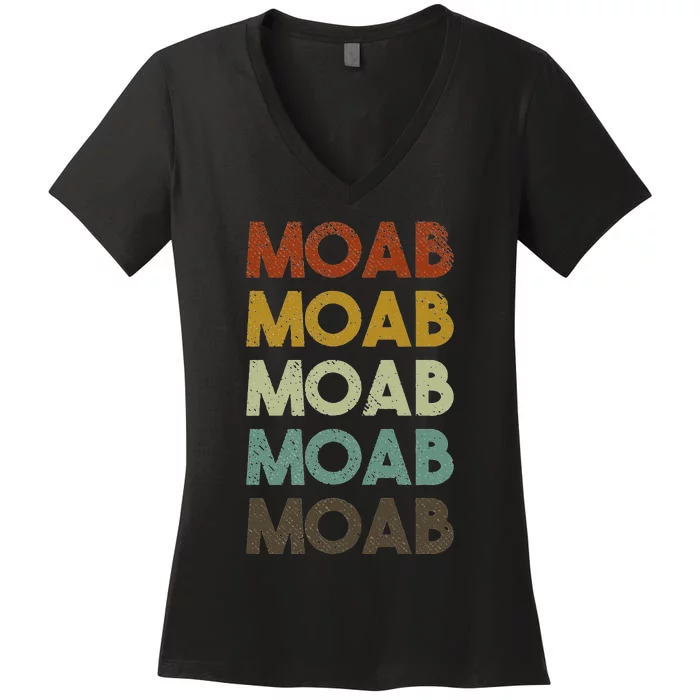 Vintage Moab Utah Retro 80s Style Women's V-Neck T-Shirt