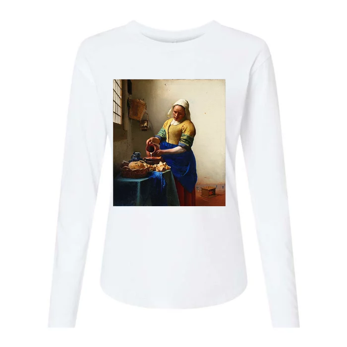 Vermeer Milkmaid Womens Cotton Relaxed Long Sleeve T-Shirt