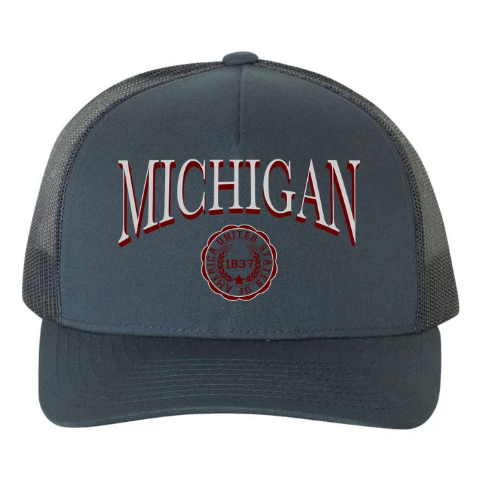 Vintage Michigan Varsity Style Yupoong Adult 5-Panel Trucker Hat