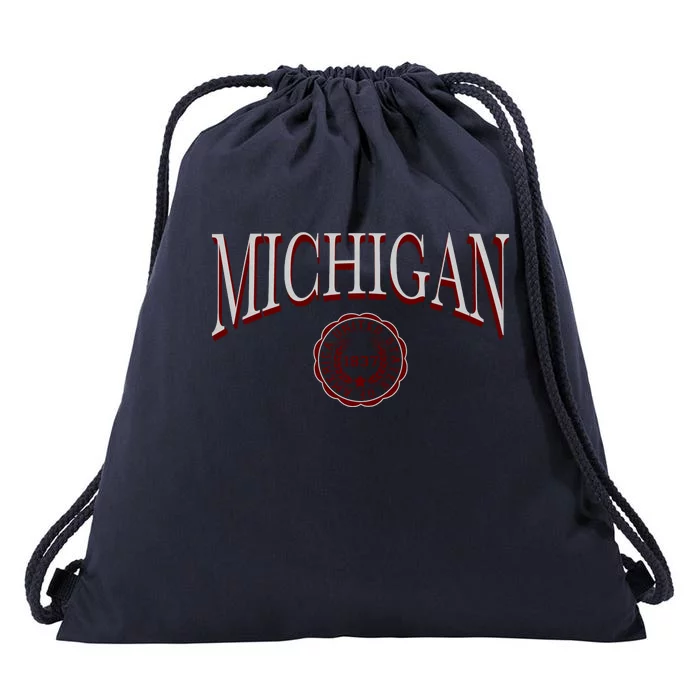 Vintage Michigan Varsity Style Drawstring Bag