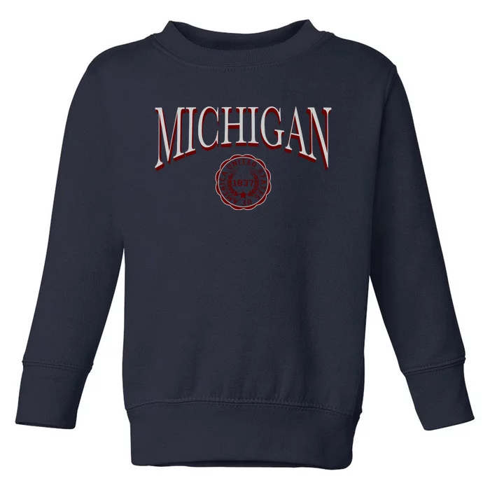 Vintage Michigan Varsity Style Toddler Sweatshirt