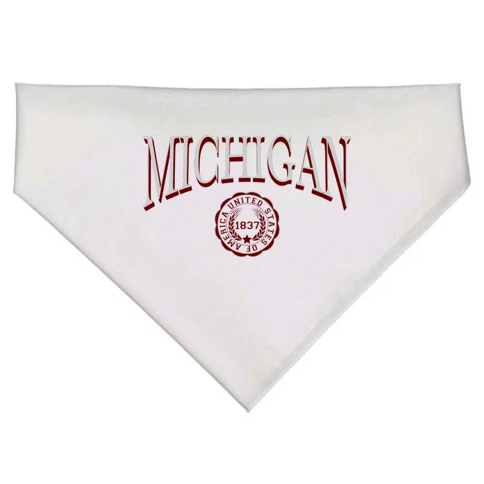 Vintage Michigan Varsity Style USA-Made Doggie Bandana