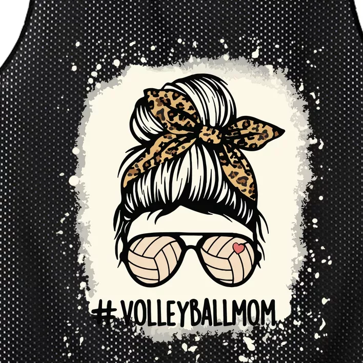 Volleyball Mom Volleyball Lover Mom Messy Bun Bleached Mesh Reversible Basketball Jersey Tank