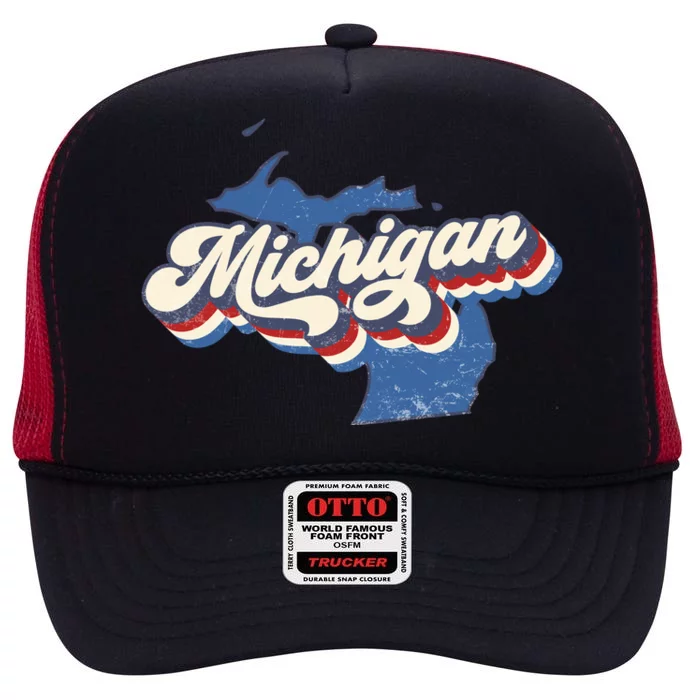 Vintage Michigan High Crown Mesh Trucker Hat