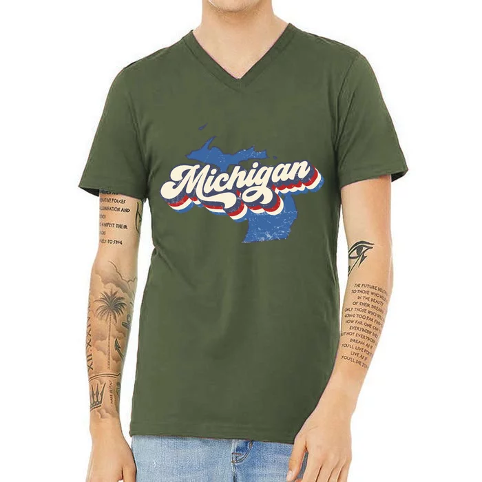 Vintage Michigan V-Neck T-Shirt