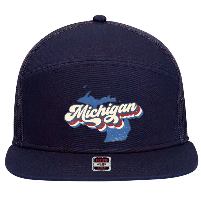 Vintage Michigan 7 Panel Mesh Trucker Snapback Hat