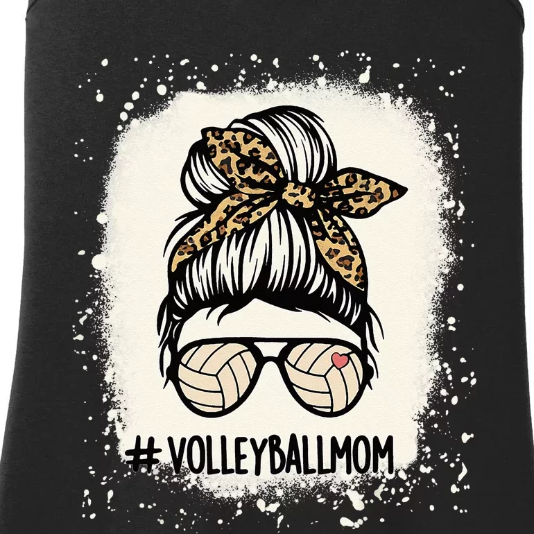 Volleyball Mom Volleyball Lover Mom Messy Bun Bleached Ladies Essential Tank